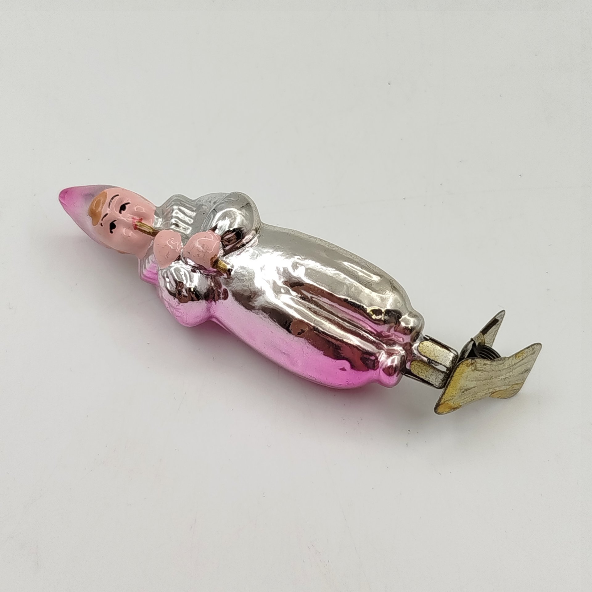 Игрушка ёлочная "Мальчик с дудочкой", стекло, металл, роспись, СССР, 1950-1960 гг.