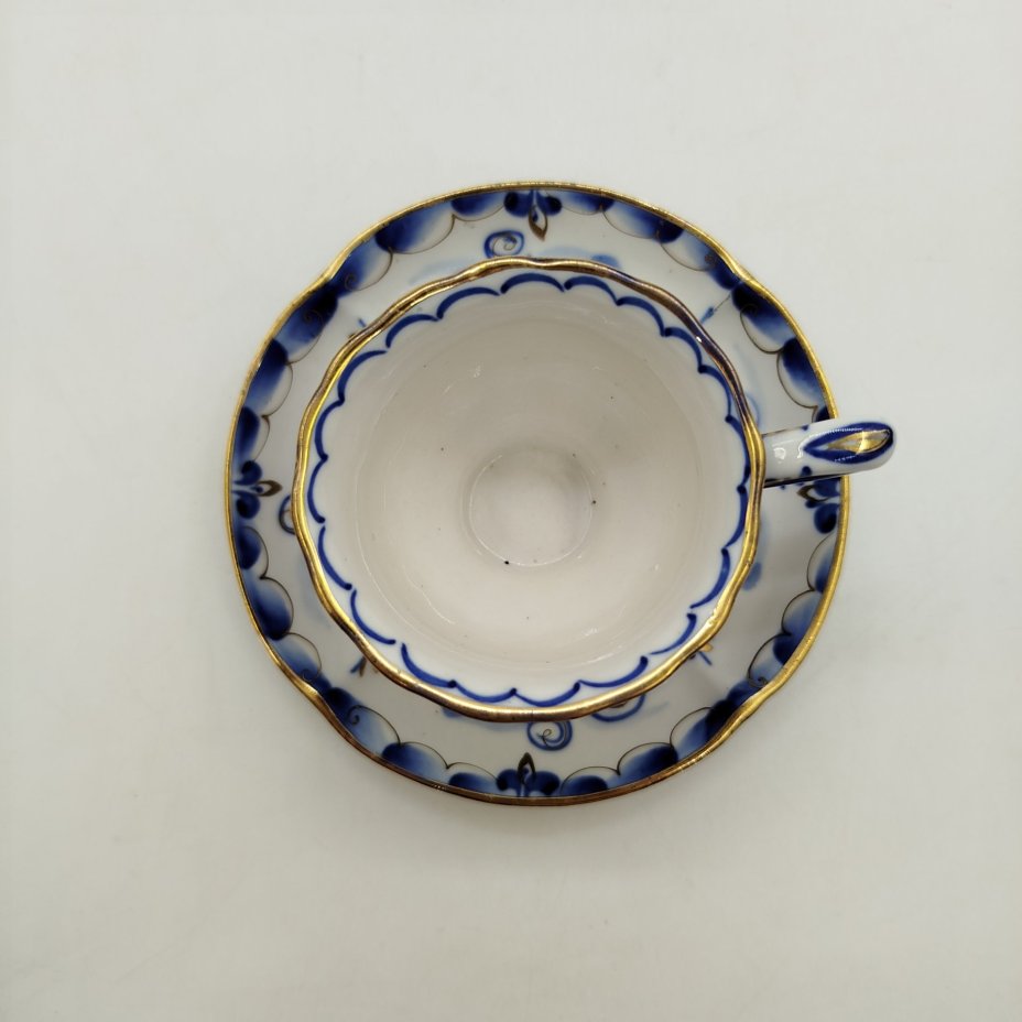 Кофейная пара с растительным декором, Гжель