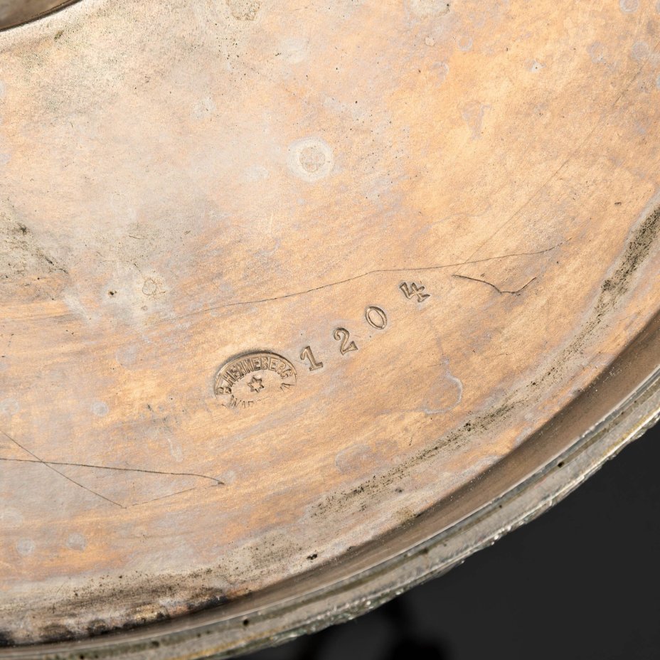 Фруктовница, стилизованная под ротонду с колоннами, металл, серебрение, стекло, Bracia Henneberg (Братья Хеннеберг, Варшава), Царство Польское, 1882-1915 гг.