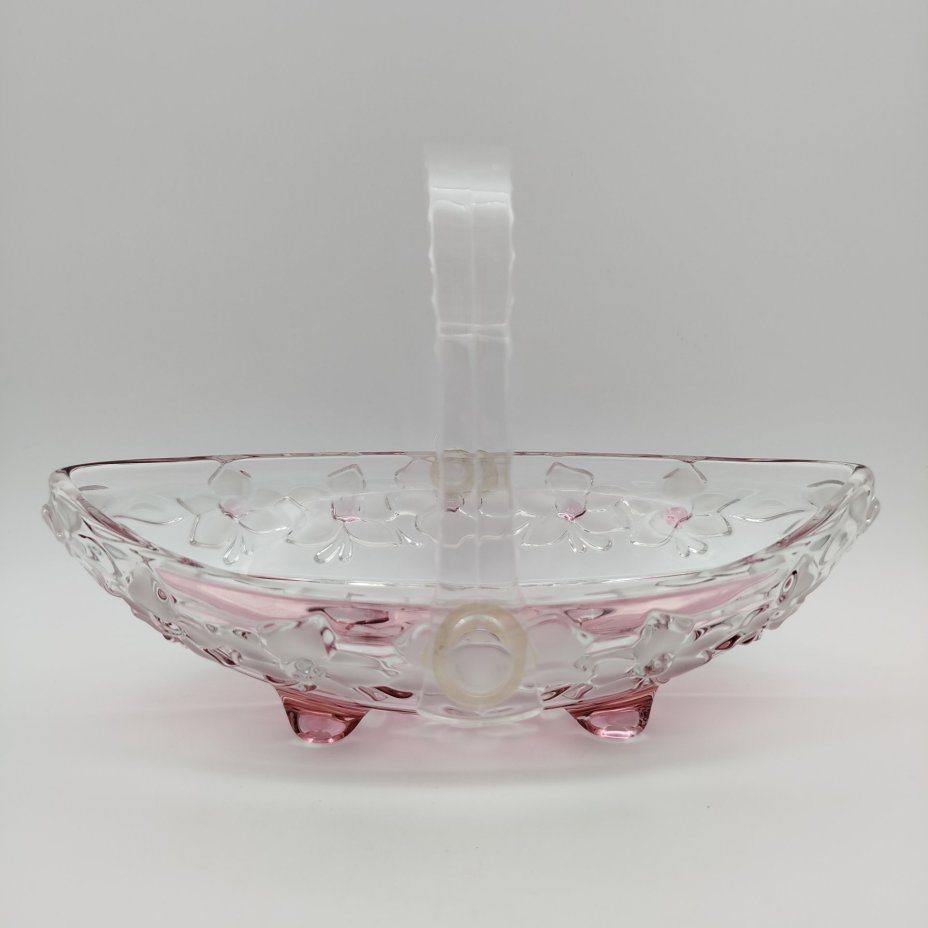 Фруктовница с рельефным декором в виде орхидей, стекло, ручка - пластик, Walther Glas, Германия, 1990-2000 гг., Walther Glas