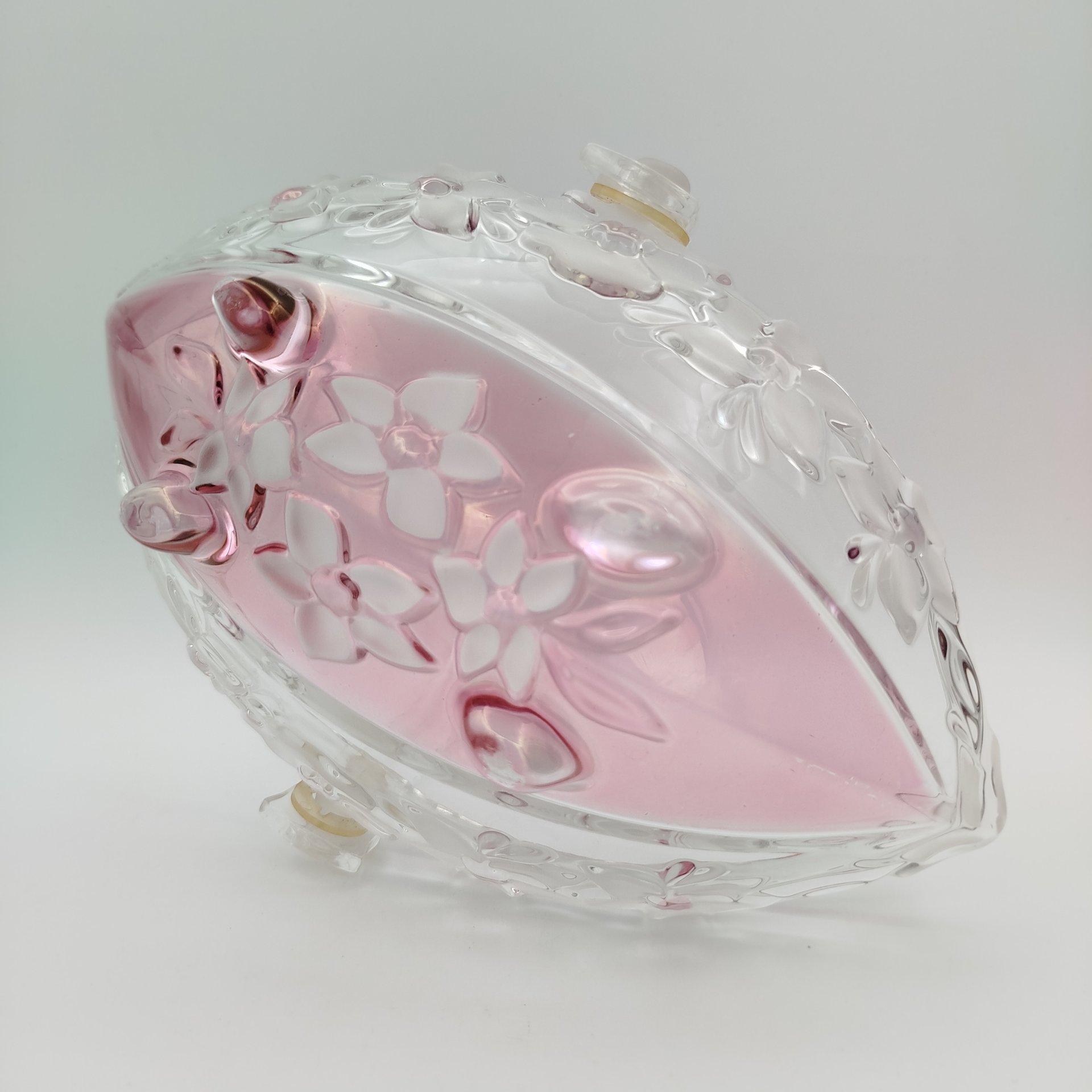 Фруктовница с рельефным декором в виде орхидей, стекло, ручка - пластик, Walther Glas, Германия, 1990-2000 гг., Walther Glas
