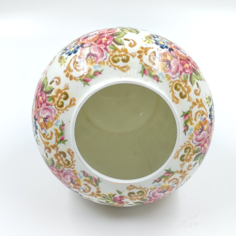 Ваза с цветочным декором, фарфор, деколь, золочение, Hitkari Potteries, Индия, 1980-2000 гг.