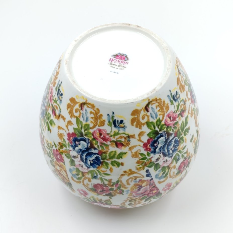Ваза с цветочным декором, фарфор, деколь, золочение, Hitkari Potteries, Индия, 1980-2000 гг.