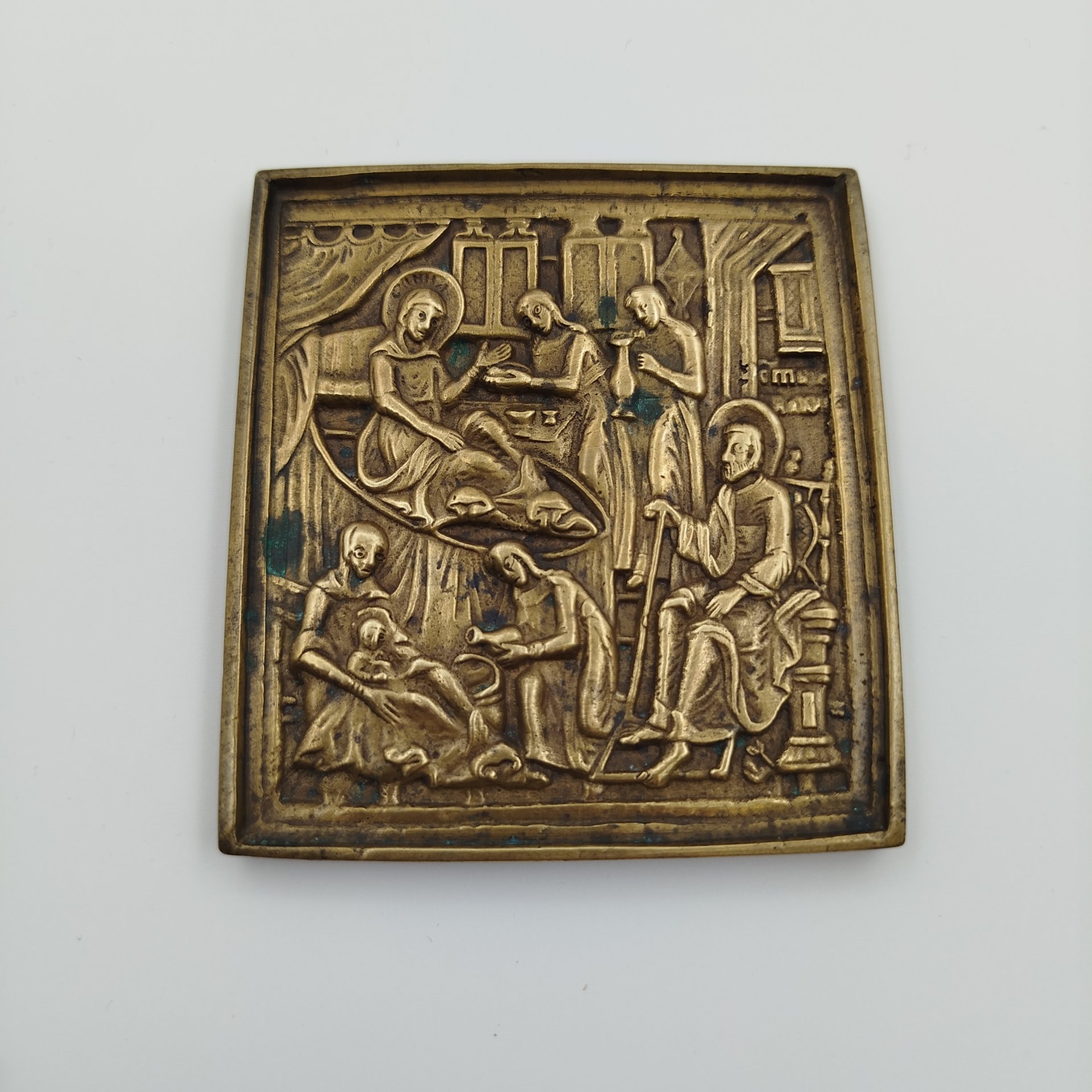 Икона "Рождество Богородицы", латунь, литье, Российская империя, 1870-1900 гг.