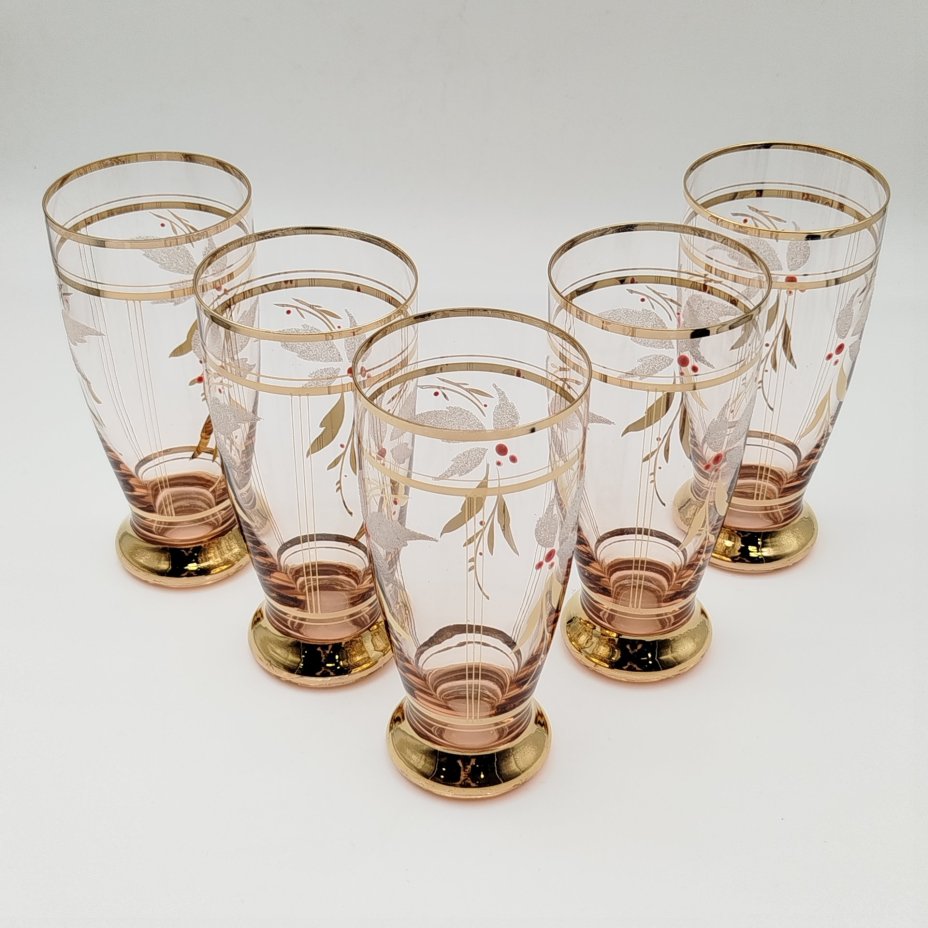 Набор бокалов для прохладительных напитков с растительным узором (на 6 персон)