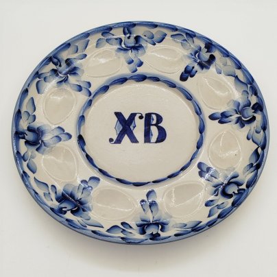 Подставка пасхальная для яиц и кулича (пасхальница), фарфор, роспись, Речицкий фарфоровый завод (Гжель), Россия, 1981-2011 гг.