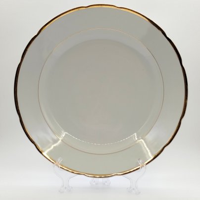 Блюдо сервировочное с золотистым кантом, фарфор, золочение, Cmielow, Польша, 1950-1980 гг.