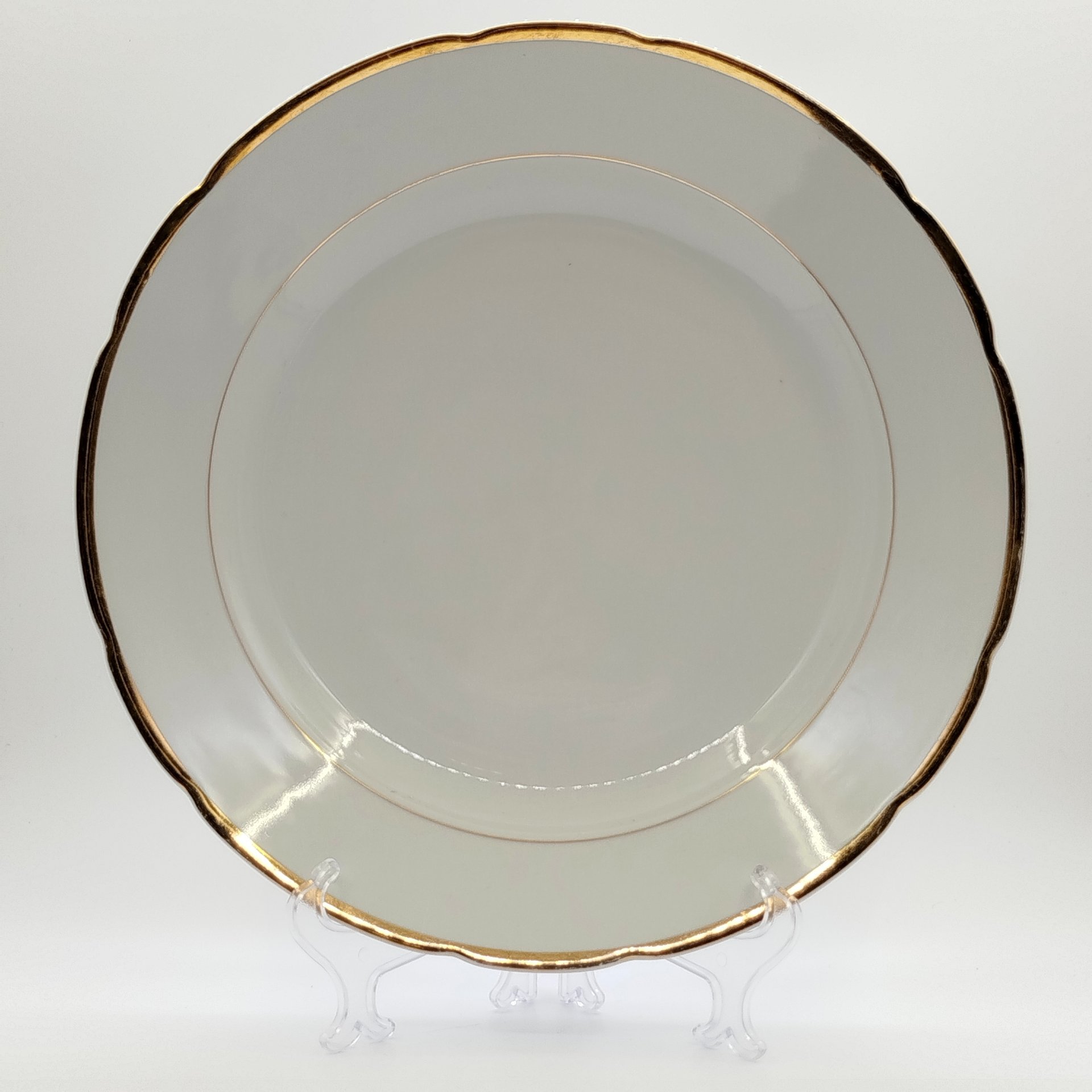 Блюдо сервировочное с золотистым кантом, фарфор, золочение, Cmielow, Польша, 1950-1980 гг.