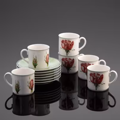 Набор кофейных пар на 6 персон из серии "Flora country collection" c изображением тюльпанов, Villeroy & Boch