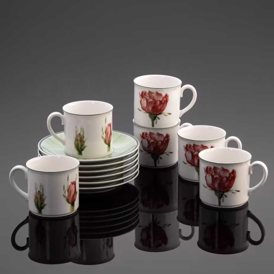 Набор кофейных пар на 6 персон из серии "Flora country collection" c изображением тюльпанов, Villeroy & Boch