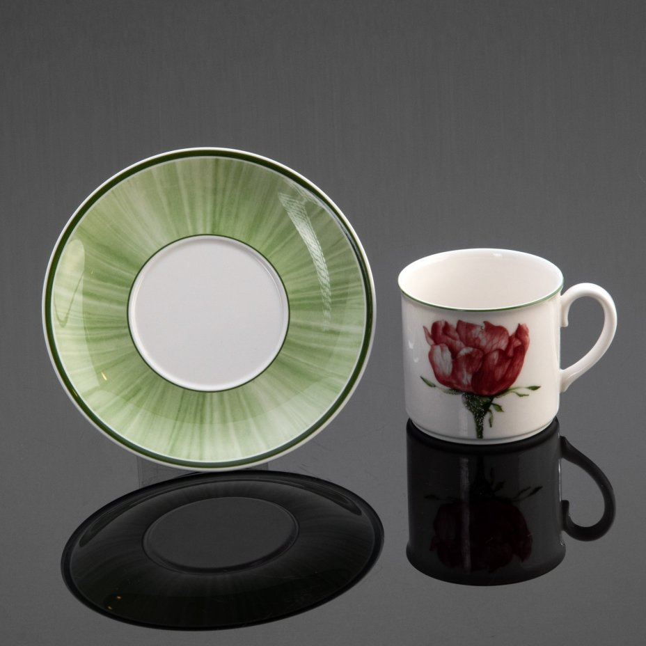 Набор кофейных пар на 6 персон из серии "Flora country collection" c изображением тюльпанов, Villeroy & Boch