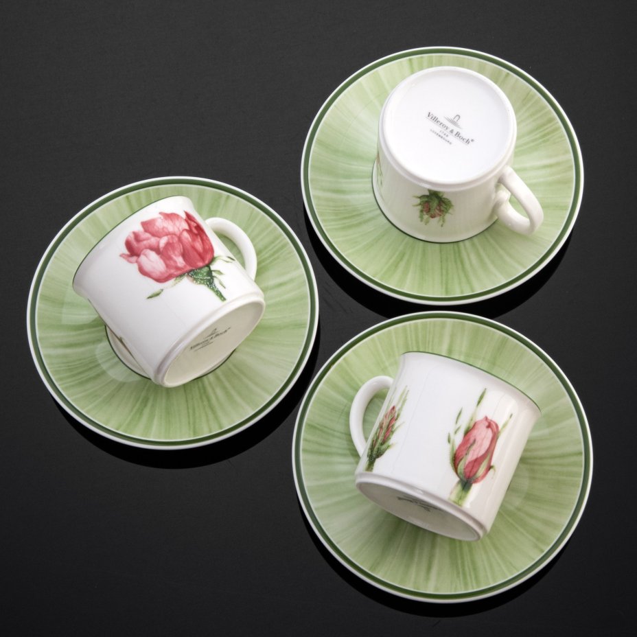 Набор кофейных пар на 6 персон из серии "Flora country collection" c изображением тюльпанов, Villeroy & Boch