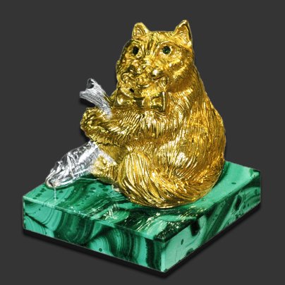 Статуэтка (пресс-папье) "Кот с рыбой"