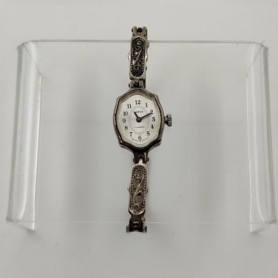 Часы наручные (женские) "Чайка" на ажурном браслете, металл, скань, стекло, Угличский часовой завод «Чайка», Россия, 1991-2010 гг.