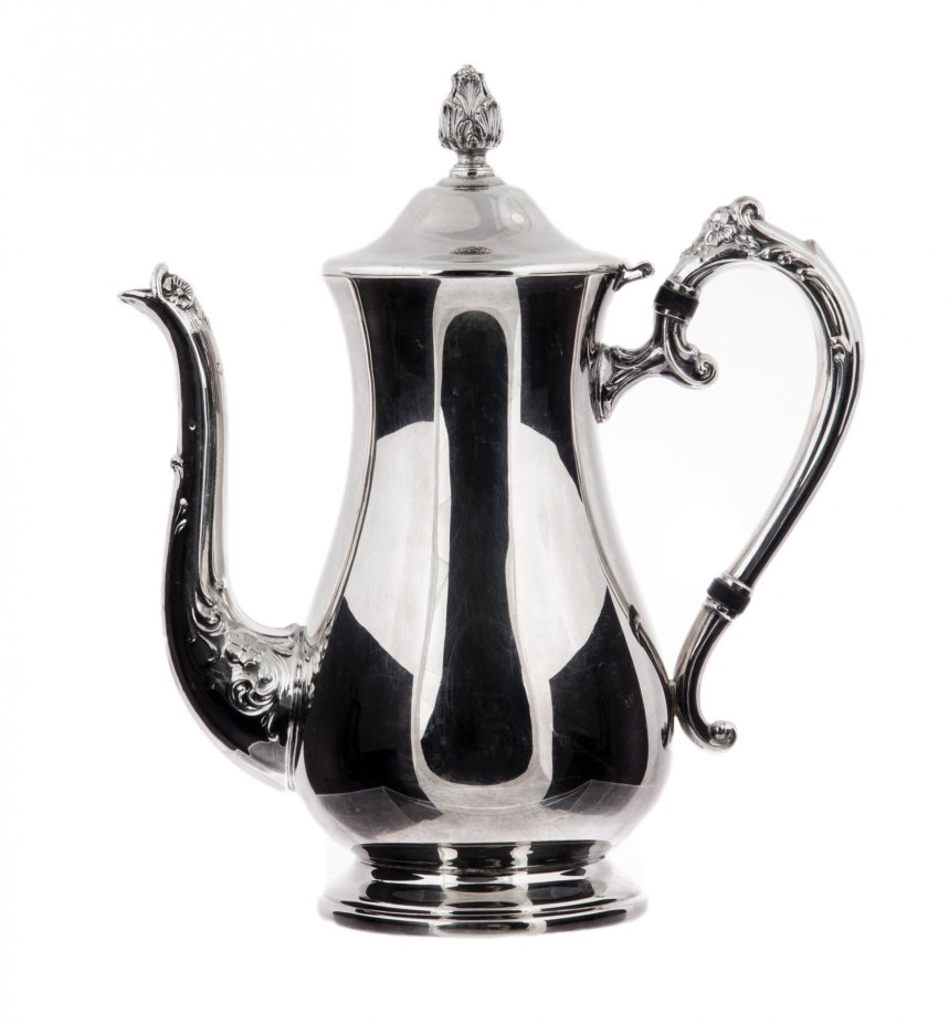 Чайник с цветочным декором, металл c посеребрением, Западная Европа, 1960-1980 гг.