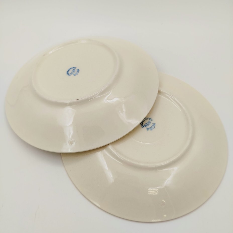 Набор чайных пар на две персоны с декором в виде линий, Petrus Regout Maastricht