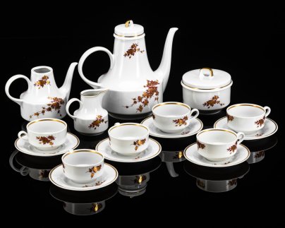 Сервиз чайно-кофейный с цветочным декором на 6 персон (16 предметов), коллекция "Helena"