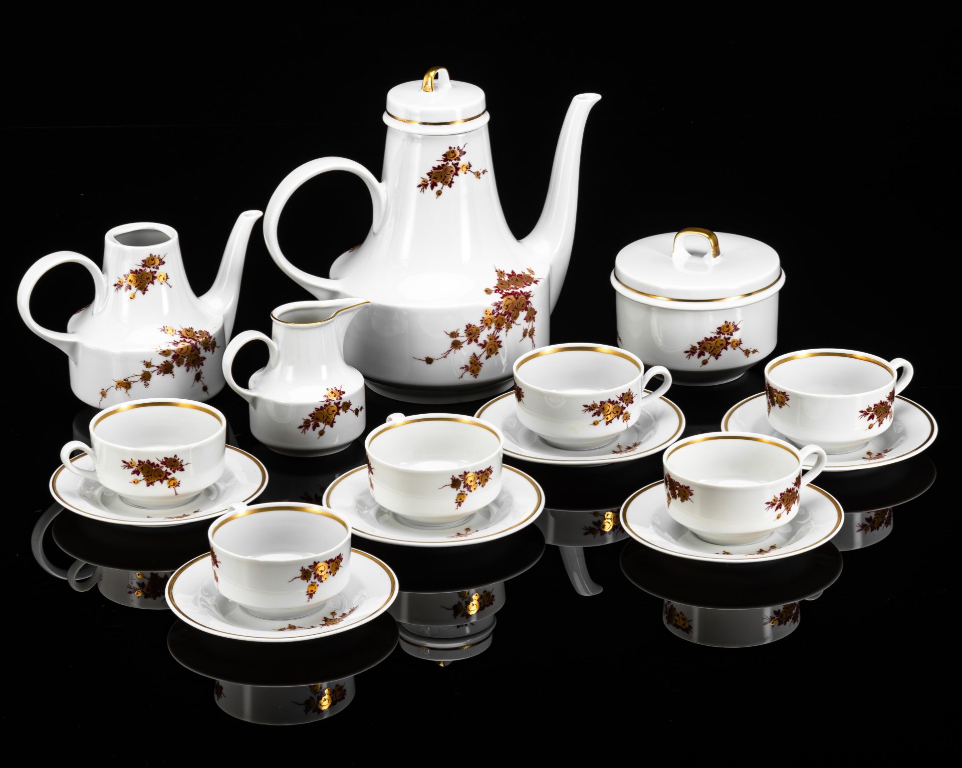 Сервиз чайно-кофейный с цветочным декором на 6 персон (16 предметов), коллекция "Helena"