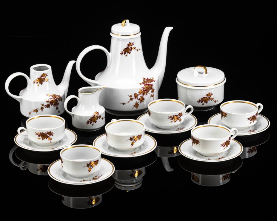 Сервиз чайно-кофейный с цветочным декором на 6 персон (16 предметов), коллекция "Helena"
