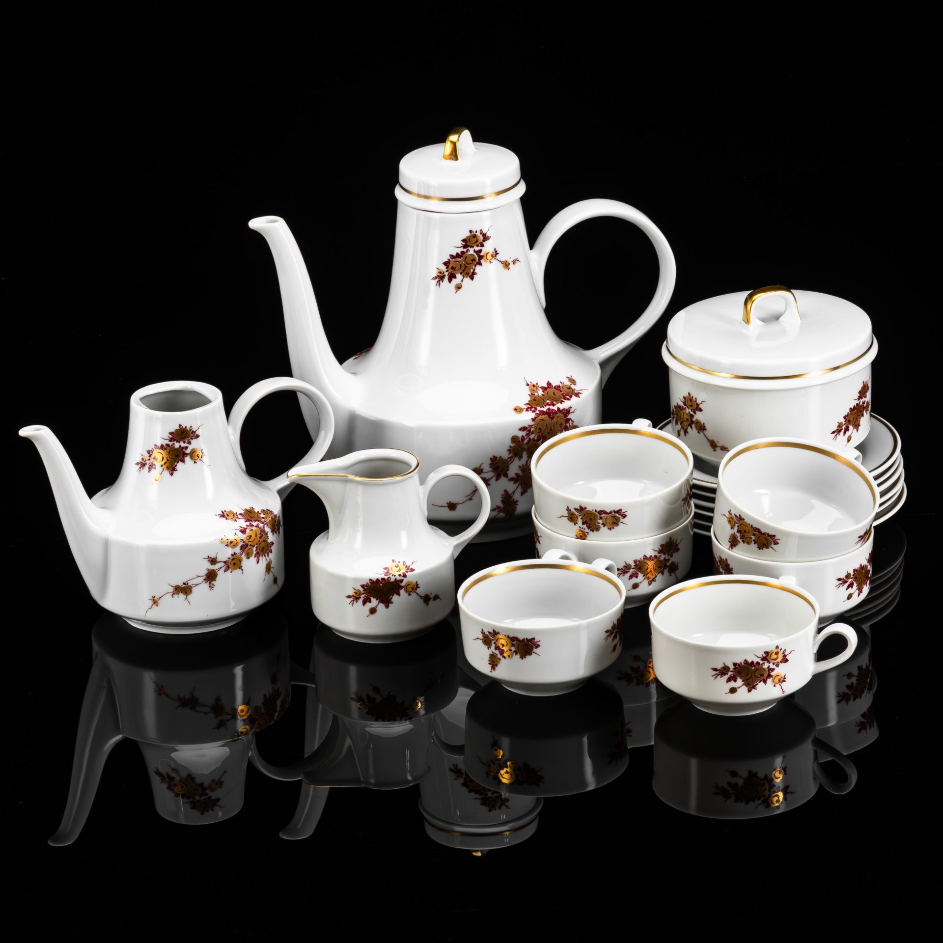 Сервиз чайно-кофейный с цветочным декором на 6 персон (16 предметов), коллекция "Helena"