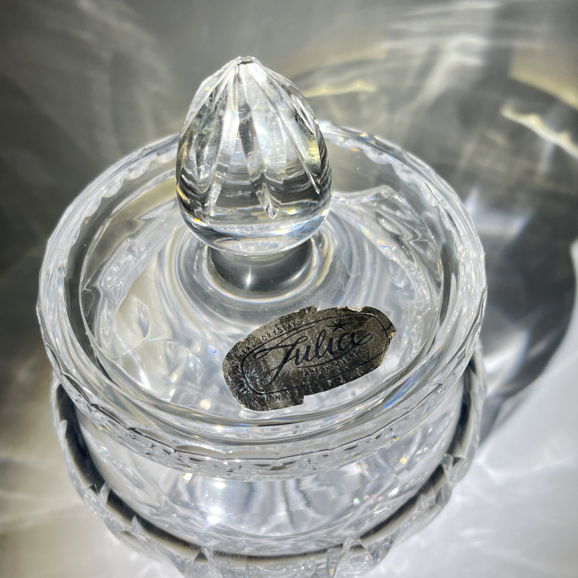 Сахарница (сервировочная баночка для варенья), Julia, хрусталь, алмазная грань, Польша, 1980-2000 гг.