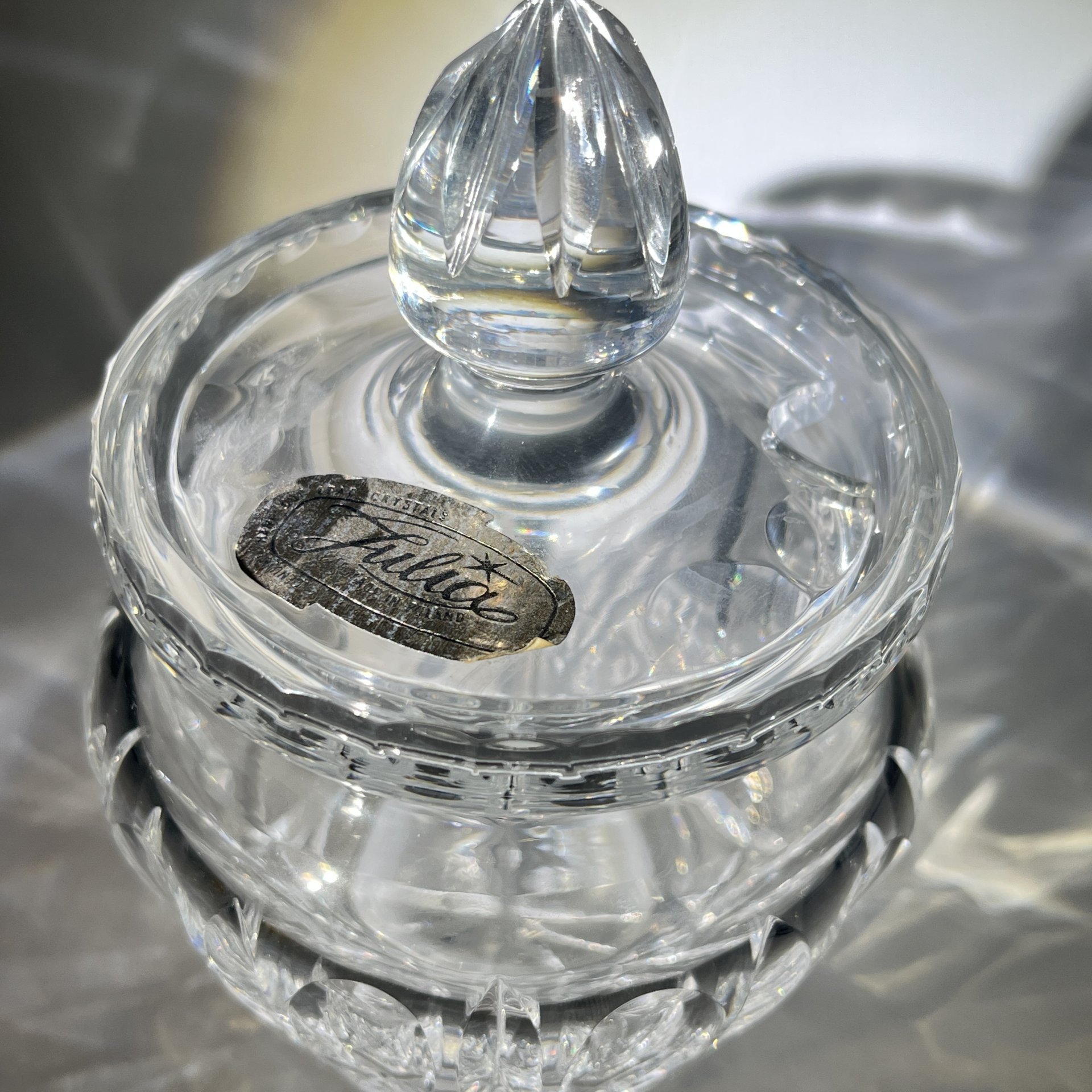 Сахарница (сервировочная баночка для варенья), Julia, хрусталь, алмазная грань, Польша, 1980-2000 гг.