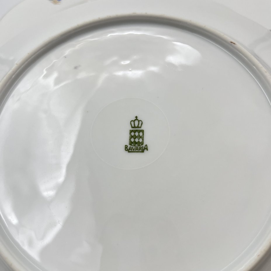 Набор обеденных тарелок с цветочным декором на 6 персон, фарфор, деколь, золочение, Bavaria Porzellan, Германия, 1950-1980 гг.