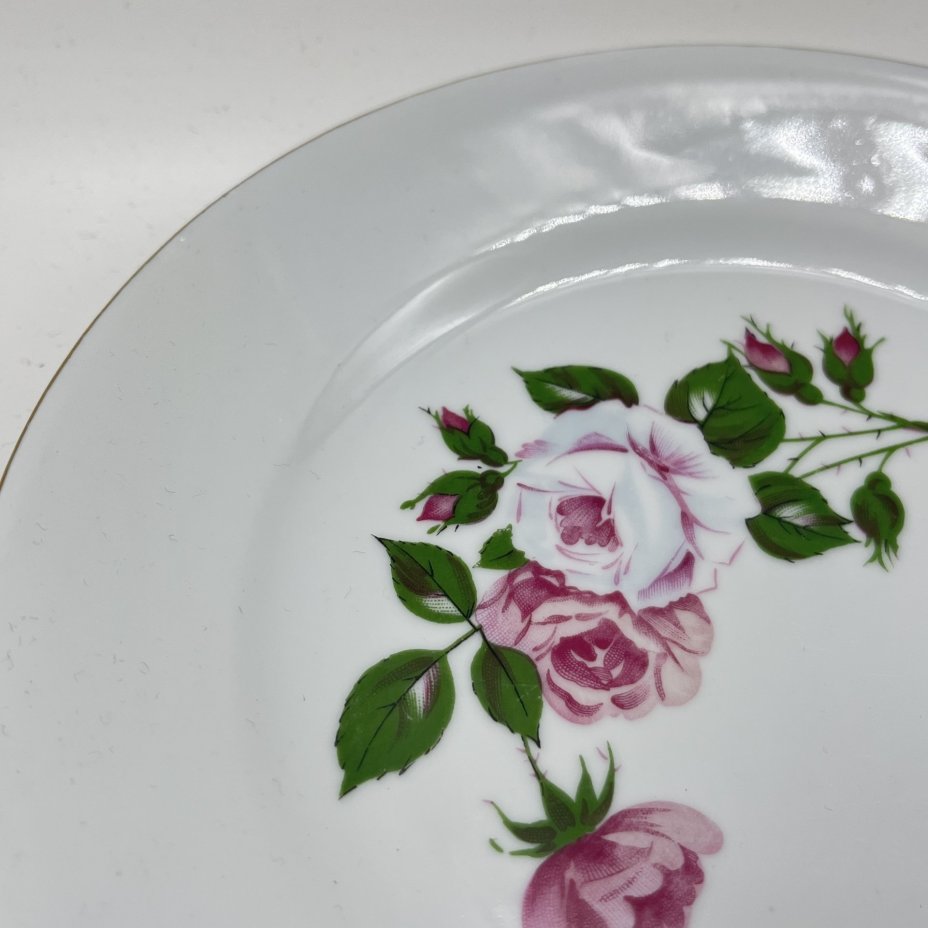 Набор из тарелки и 3 блюдец с цветочным декором, фарфор, деколь, золочение, Kahla, ГДР, 1968-1987 гг.