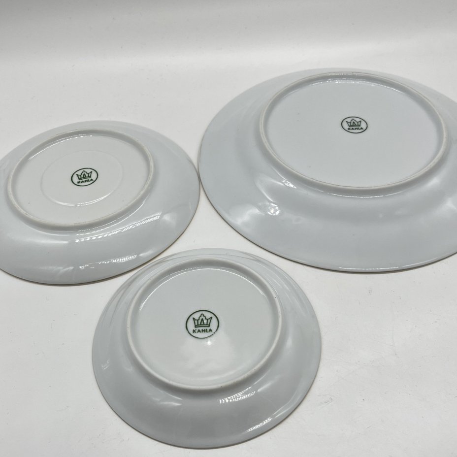 Набор из тарелки и 3 блюдец с цветочным декором, фарфор, деколь, золочение, Kahla, ГДР, 1968-1987 гг.