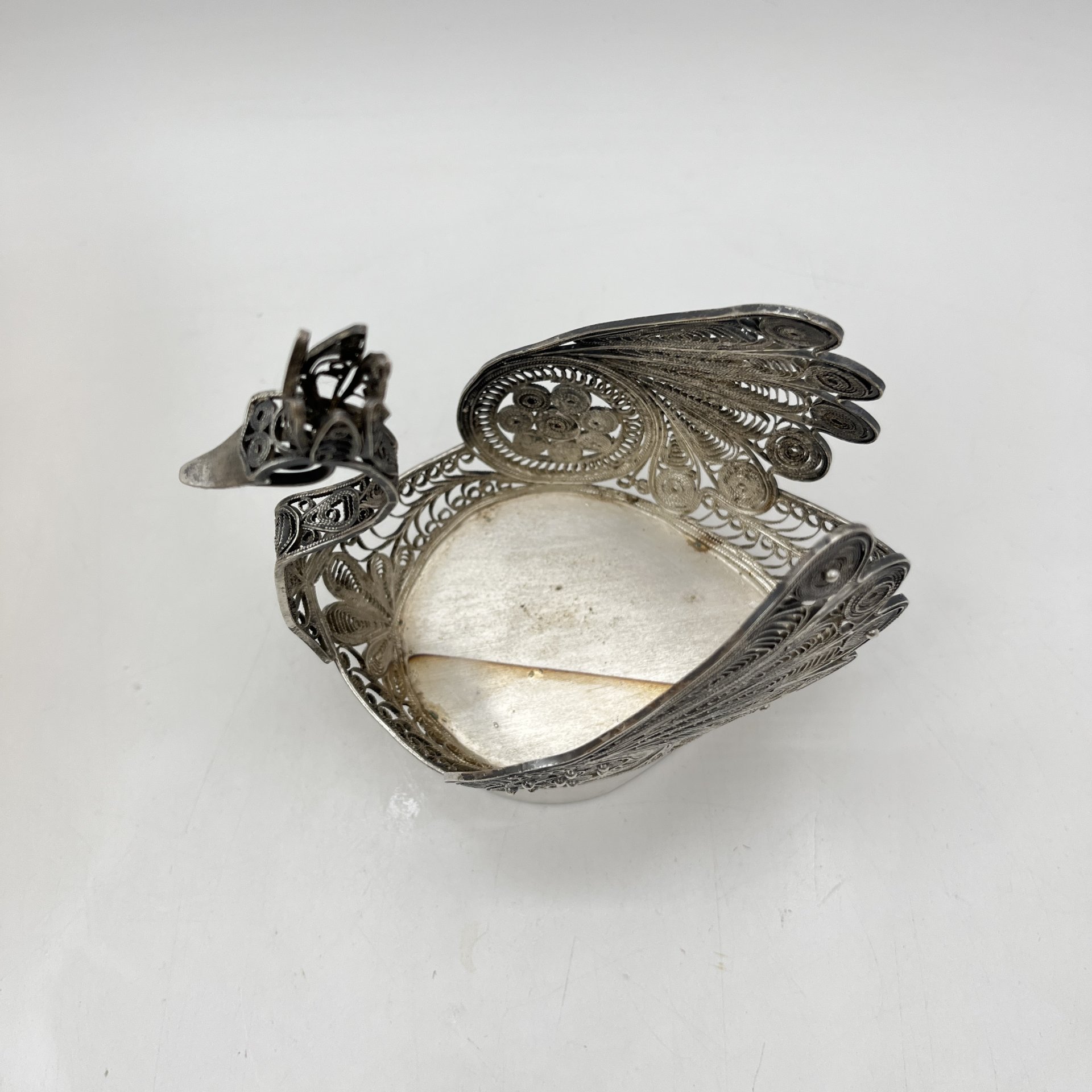 Салфетница ажурная "Царевна-Лебедь", металл, скань, СССР, 1970-1990 гг.