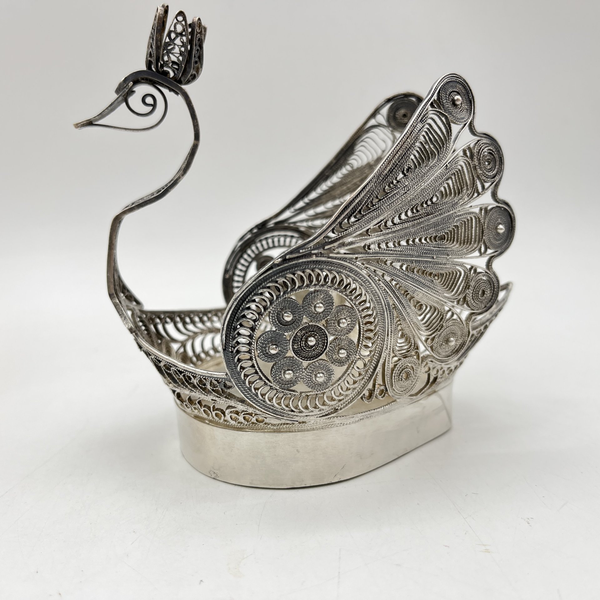 Салфетница ажурная "Царевна-Лебедь", металл, скань, СССР, 1970-1990 гг.