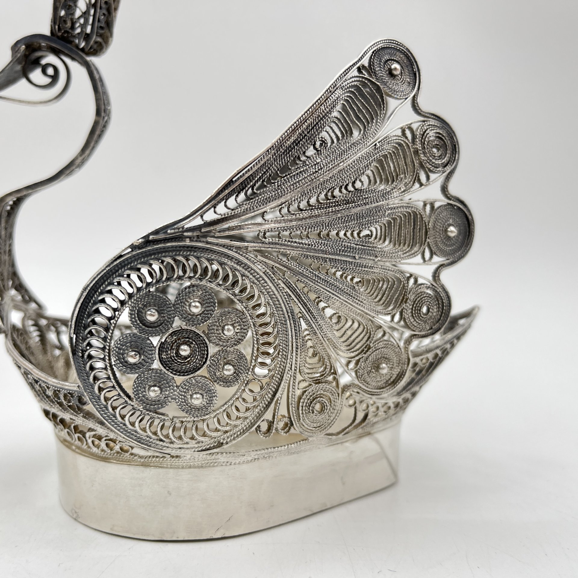 Салфетница ажурная "Царевна-Лебедь", металл, скань, СССР, 1970-1990 гг.