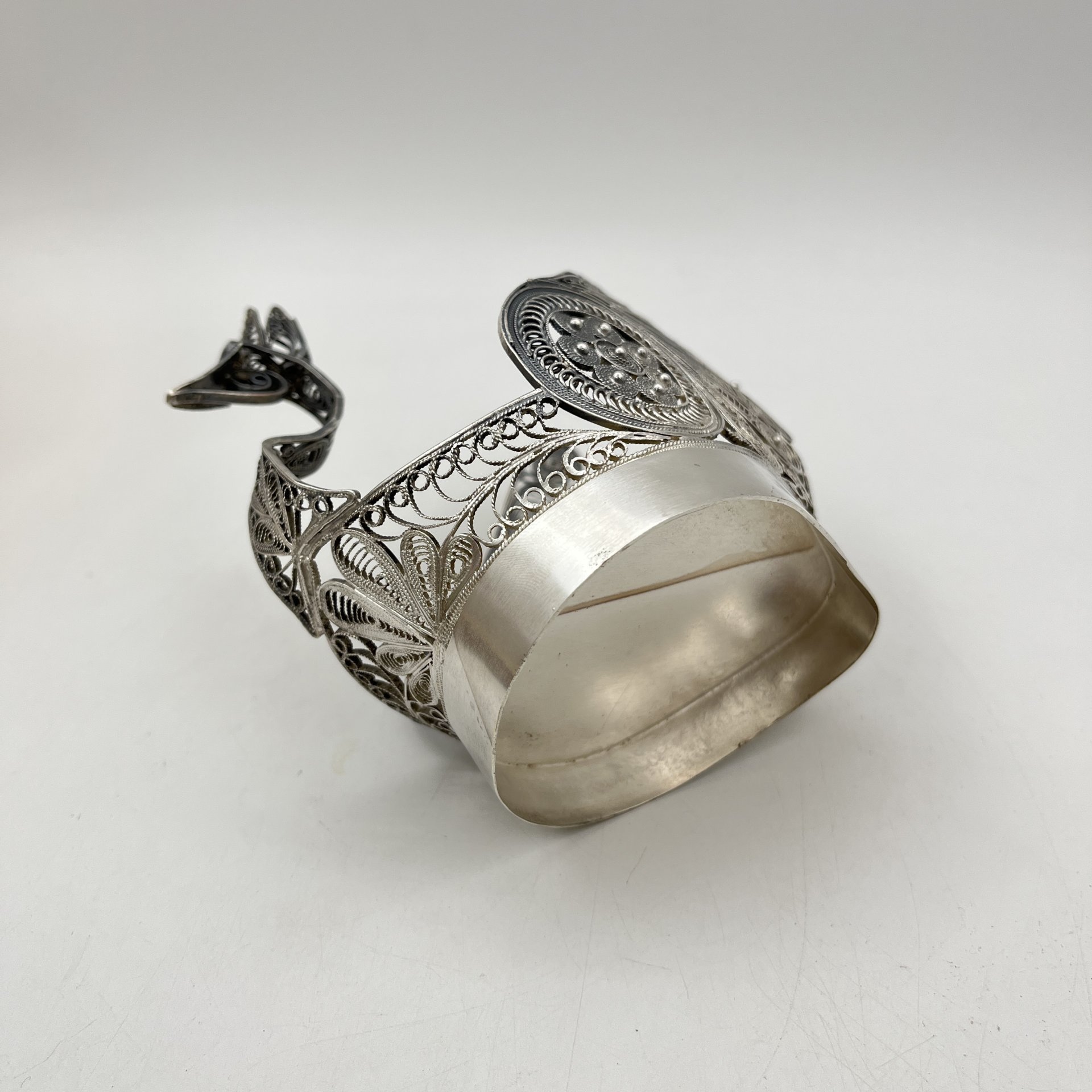 Салфетница ажурная "Царевна-Лебедь", металл, скань, СССР, 1970-1990 гг.