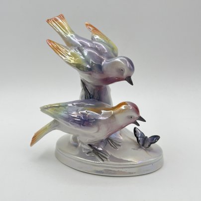 Статуэтка "Птицы и бабочка", фарфор, роспись, люстр, Западная Европа, 1960-1980 гг.