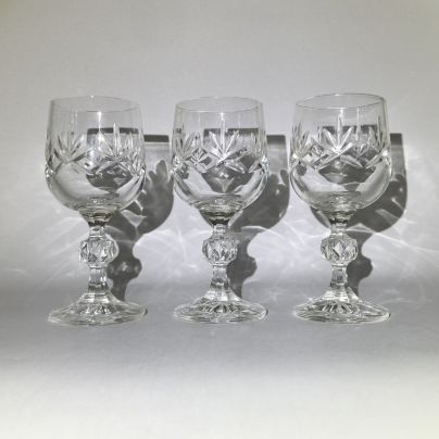 Набор из 3-х рюмок с резным декором, хрусталь, алмазная грань, СССР, 1970-1990 гг.