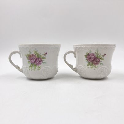 Набор из двух чашек с цветочным декором, фарфор, деколь, Дулевский фарфоровый завод (Дулёво), СССР, 1952-1964 гг.
