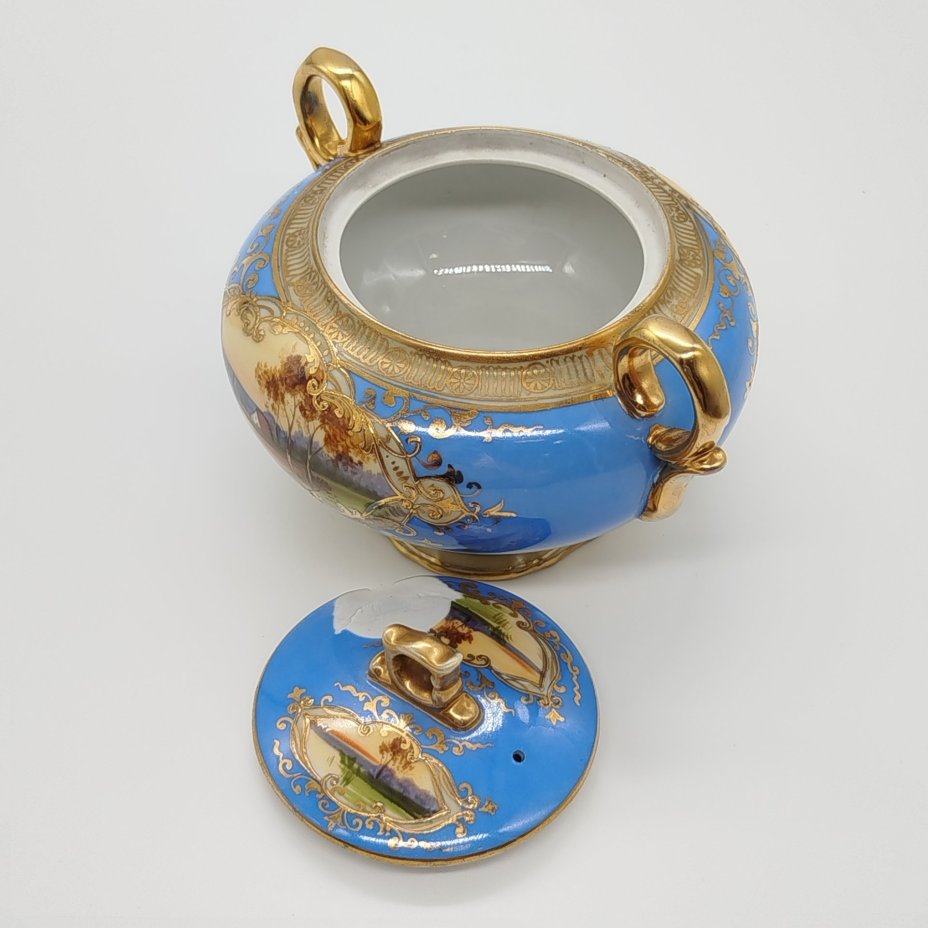 Сахарница, украшенная изображением закатного пейзажа, Noritake