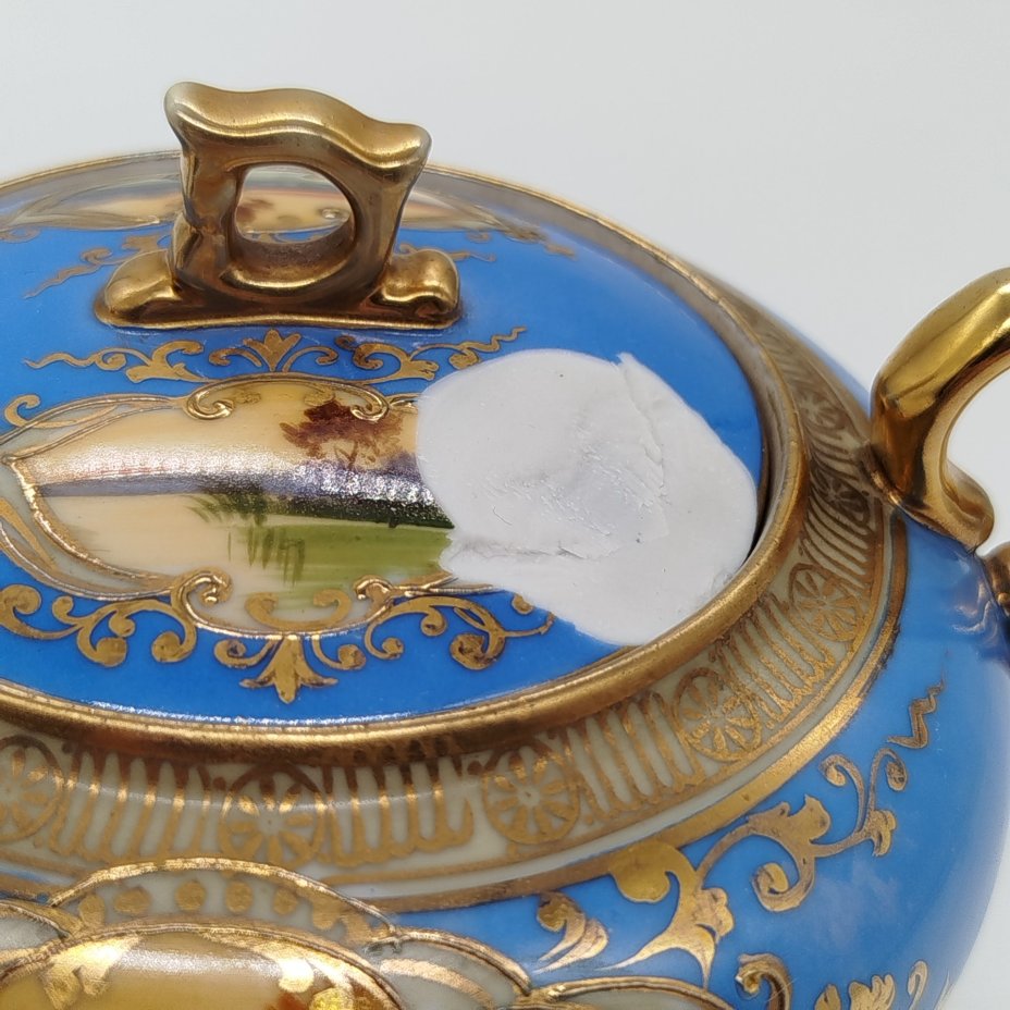 Сахарница, украшенная изображением закатного пейзажа, Noritake