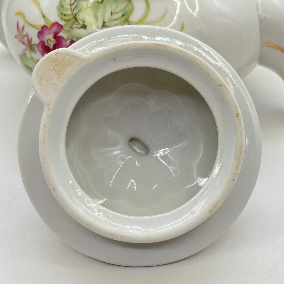 Чайник с цветочным декором, фарфор, деколь, золочение, Haas & Czjzek, Чехословакия, 1920-1950 гг.