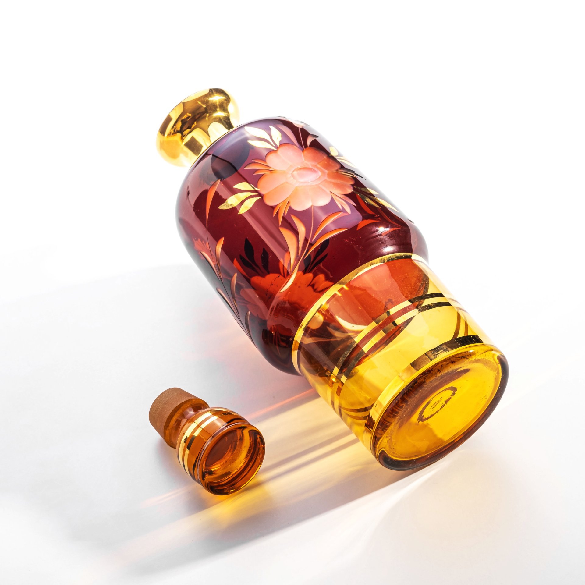 Набор для напитков из штофа и 6 стопок с цветочным декором, Bohemia Crystal (Bohemia Glass)