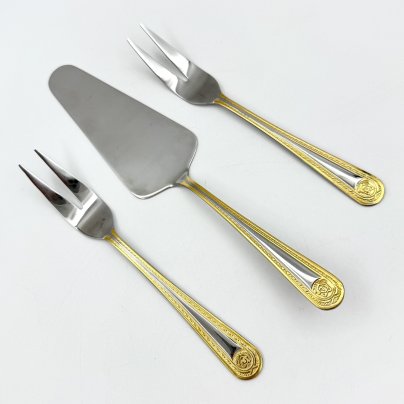 Набор из трех предметов "Versace" (лопатка для торта и две вилки для лимона), сталь, Западная Европа, 2000-2020 гг.