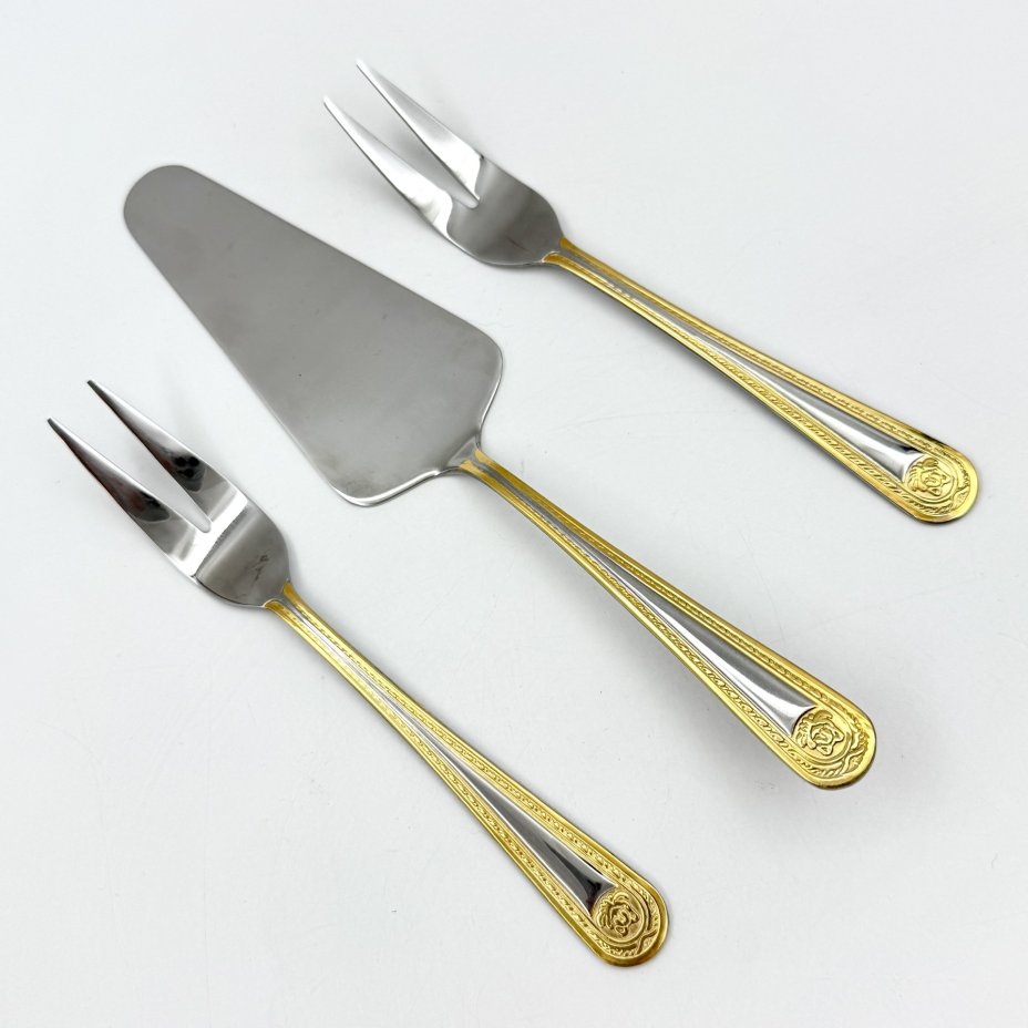 Набор из трех предметов "Versace" (лопатка для торта и две вилки для лимона), сталь, Западная Европа, 2000-2020 гг.