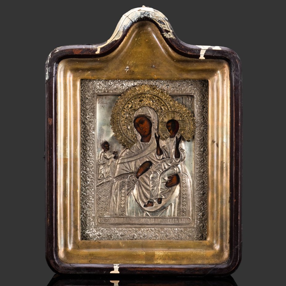 Икона Божией Матери "Нечаянная радость", дерево, темпера, сплав металлов, стекло, Российская империя, 1890-1915 гг.