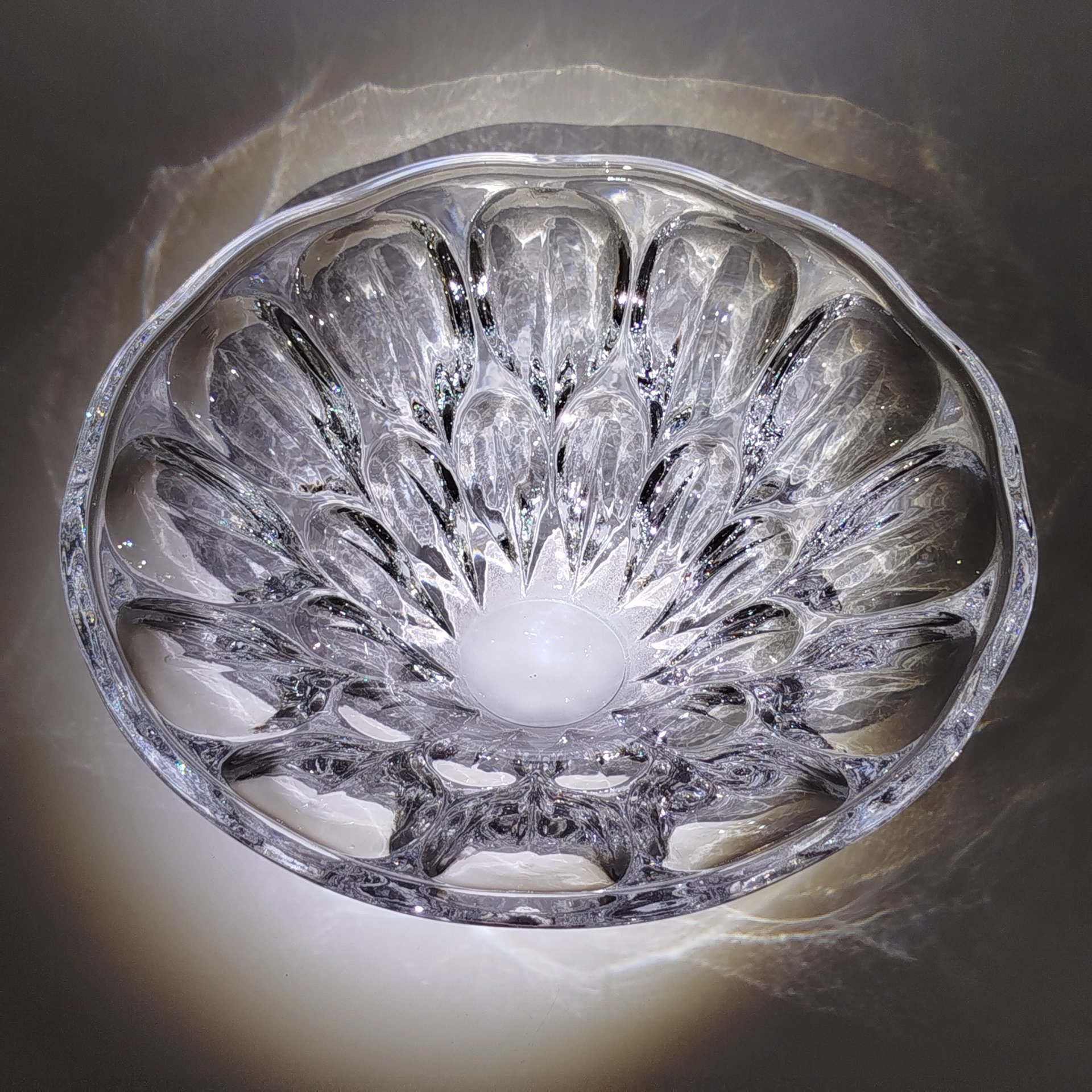 Ваза для фруктов "Глазки", автор А.П. Лаврова, хрусталь, Ленинградский завод художественного стекла (ЛЗХС), СССР, 1960-1980 гг.