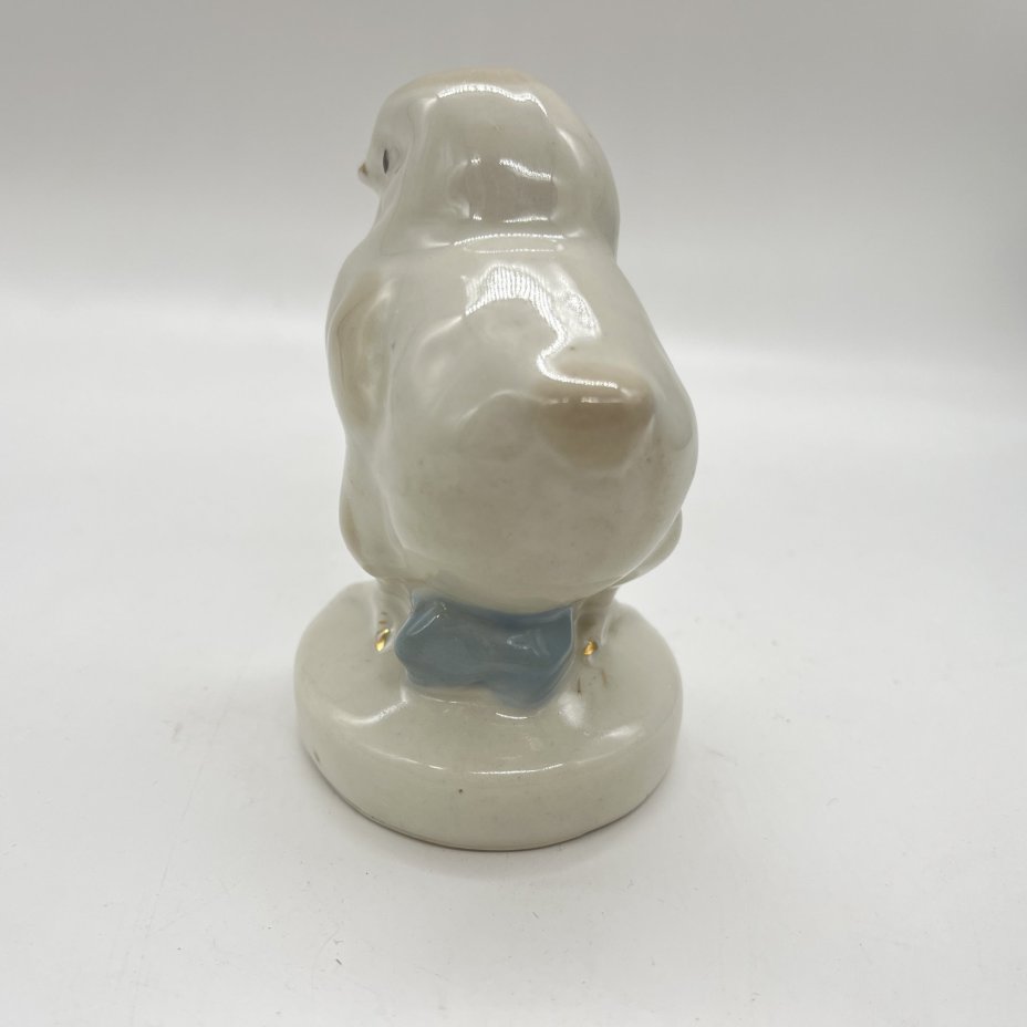 Статуэтка "Цыплёнок", фарфор, роспись, Турыгинский фарфоровый завод артели «Художественная керамика» (Гжель), СССР, 1950-1960 гг.
