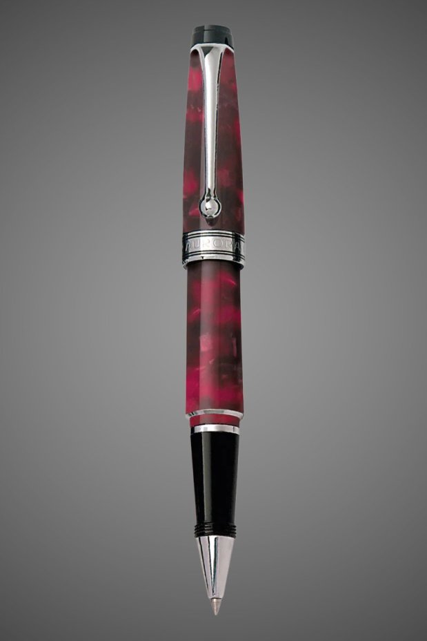Ручка-роллер Aurora Mini Optima Variegated Burgundy CT, в подарочной коробке, Лаки и смолы: смола, хром