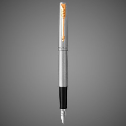 Перьевая ручка Parker Jotter Stainless Steel GT, Mblue, Металлы: нержавеющая сталь, пластик, позолота, хром