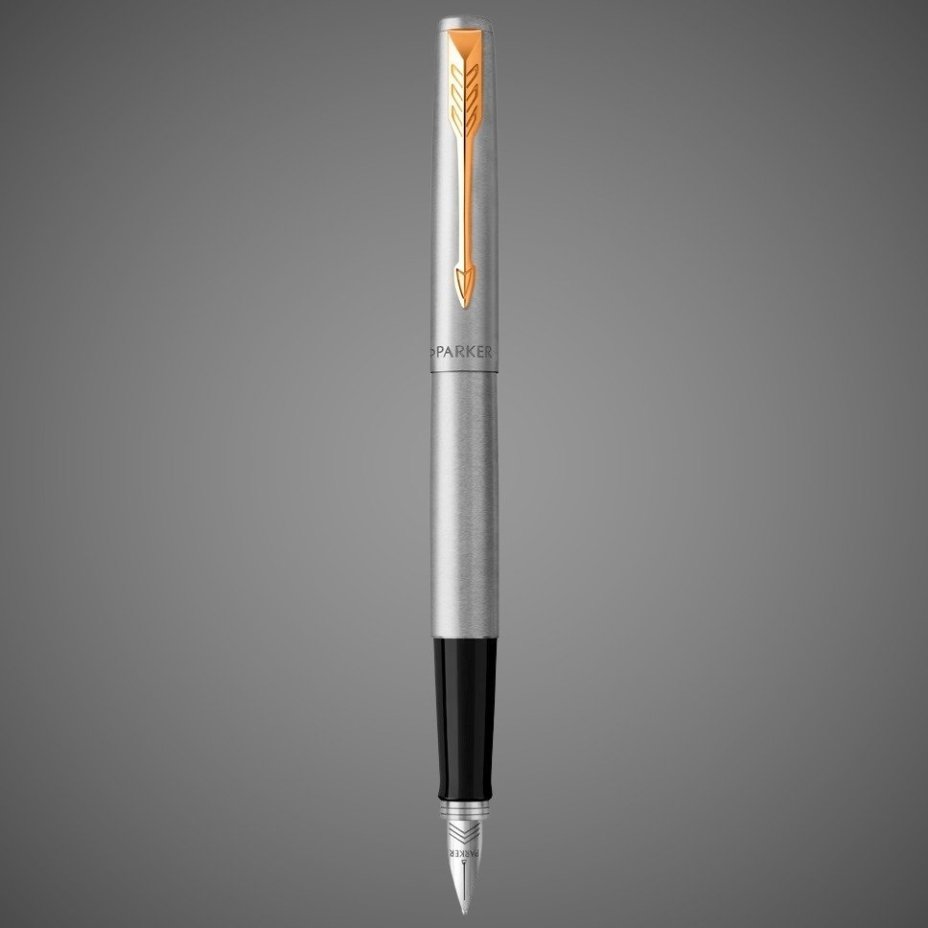 Перьевая ручка Parker Jotter Stainless Steel GT, Mblue, Металлы: нержавеющая сталь, пластик, позолота, хром