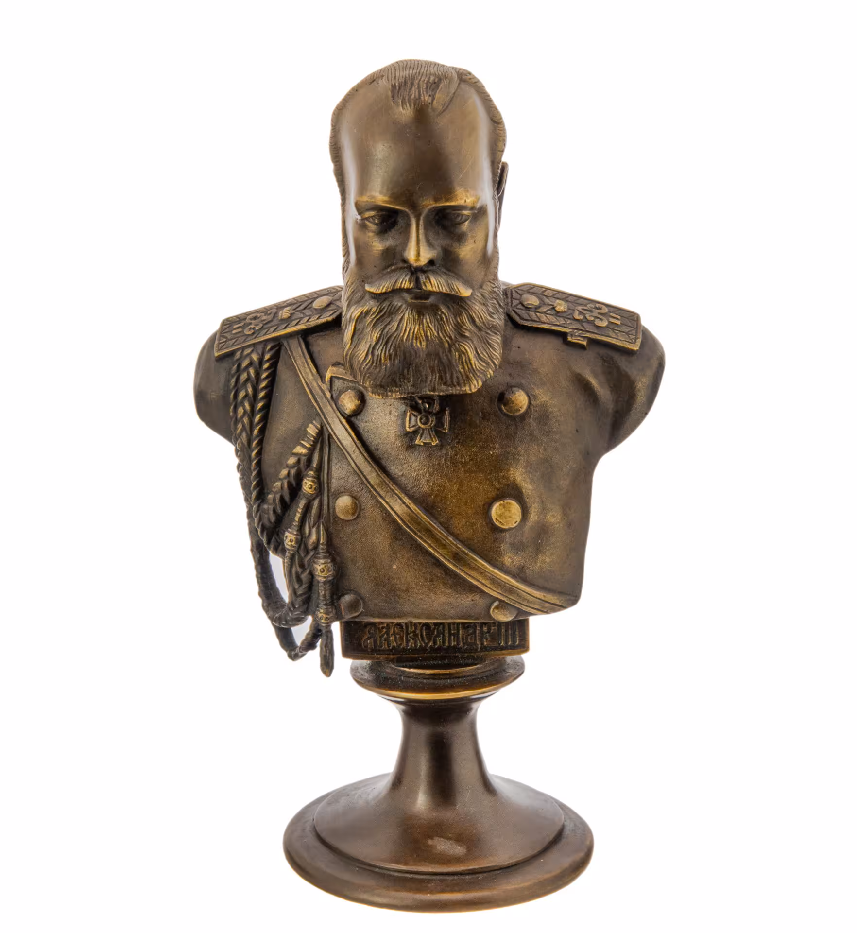 Бюст "Император Александр III" репродукция работы Ф. Шопена 1887 г., бронза, литье, Россия, 2020-2021 гг. — фото 1