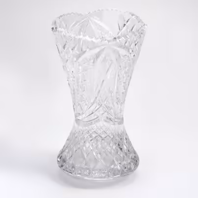 Ваза для цветов с рельефным декором, хрусталь, алмазная грань, СССР, 1970-1990 гг.